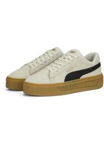 Sneaker Puma "Smash Platform V3 Suede Sneakers Damen" Gr. 38, beige (pristine schwarz gold weiß) Schuhe