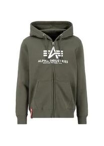 Hoodie Alpha Industries "Alpha Industries Men - Hoodies Basic Zip Hoodie" Gr. L, grün (schwarz olive) Herren Sweatshirts