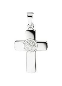 Kreuz-Anhänger Jobo "Anhänger Kreuz mit Lebensbaum" Schmuckanhänger Gr. Silber 925 (Sterlingsilber), silberfarben (silber 925) Damen 925 Silber