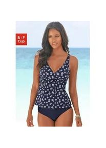 Bügel-Tankini Lascana Gr. 38, Cup D, blau (marine, weiß) Damen Bikini-Sets regulierbar unterhalb der Brust, verstellbare Träger