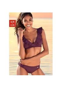 Triangel-Bikini JETTE Gr. 42, Cup C/D, rot (bordeaux) Damen Bikini-Sets mit Volant