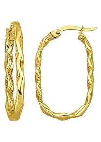 Paar Creolen Firetti "Schmuck Geschenk Gold 375 Ohrschmuck Ohrringe Struktur" Gr. Gelbgold 375, goldfarben (gelbgoldfarben) Damen