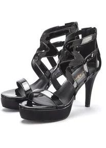 High-Heel-Sandalette "Sandalette mit Plateau", Damen, Gr. 39, schwarz, Obermaterial: 100% Lederimitat. Decksohle: 100% Lederimitat. Futter: 100% Lederimitat. Laufsohle: 100% Synthetik, Lascana BELLE AFFAIRE, gl&auml;nzend, Schuhe, Verf&uuml;hrerischer Sommerschuh, offener Schuh, Sandale, Pumps