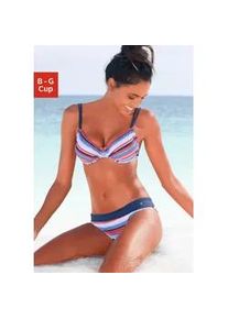 Bügel-Bikini s.Oliver Gr. 44, Cup E, bunt (blau, rot, gestreift) Damen Bikini-Sets mit maritemen Streifen