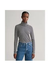 Rollkragenshirt Gant "SLIM STRIPED RIB TURTLENECK" Gr. XL, blau (evening blue) Damen Shirts