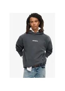 Kapuzensweatshirt Superdry "MICRO LOGO GRAPHIC LOOSE HOOD" Gr. S, schwarz (ebony) Herren Sweatshirts