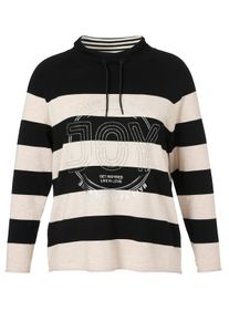 Via Appia Due Große Größen Gestreifter Pullover mit Tunnelzug am Stehkragen Gr. 48 schwarz gestreift für Damen