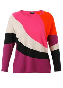 Via Appia Due Große Größen Pullover mit Intarsienmuster und Rollkanten Gr. 50 pink für Damen