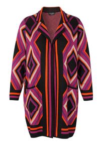 Via Appia Due Große Größen Offener Strickmantel mit Jacquardmuster Gr. 52 pink für Damen