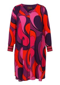 Via Appia Due Große Größen Midikleid mit Grafikprint und V-Ausschnitt Gr. 42 pink für Damen
