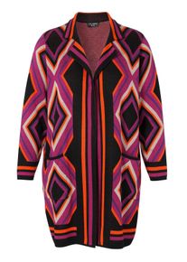 Via Appia Due Große Größen Offener Strickmantel mit Jacquardmuster Gr. 42 pink für Damen