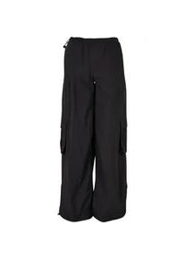 Stoffhose Urban Classics "Urban Classics Damen Ladies Wide Crinkle Nylon Cargo Pants" Gr. 3XL, US-Größen, schwarz Damen Hosen