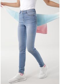 Kangaroos Damen 5-Pocket-Jeans "SUPER SKINNY HIGH RISE"bermuda ligh, Basic, Gr. 36, Abriebeffekte, Denim/Jeans, Obermaterial: 67% Baumwolle, 21%