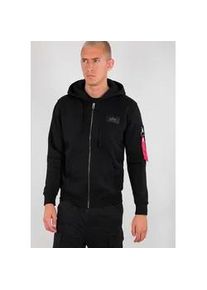 Kapuzensweatjacke Alpha Industries "Back Print Zip Hoody" Gr. S, schwarz Herren Sweatjacken