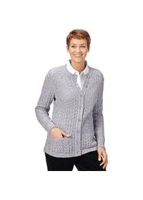 Strickjacke Classic Basics Gr. 46, grau (hellgrau, meliert) Damen Strickjacken