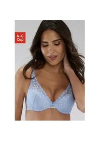 Push-up-BH s.Oliver "Amelie" Gr. 80, Cup C, blau (hellblau) Damen BHs aus floraler, transparenter Spitze, Dessous