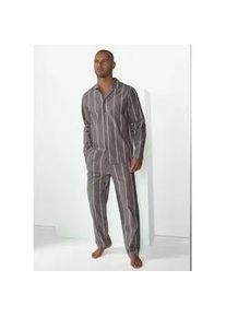 Pyjama s.Oliver Gr. 52/54, grau (anthrazit gestreift) Herren Homewear-Sets mit Streifen und modischem Reverskragen