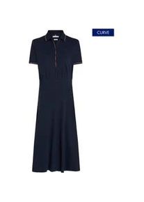 Polokleid Tommy Hilfiger Curve "CRV REG RWB F&F POLO DRS SS" Gr. 48, N-Gr, blau (dunkelblau) Damen Kleider Große Größen