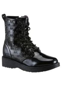 Schnürboots Michael Kors KIDS "HASKELL MK FACET" Gr. 34, schwarz Kinder Schuhe Chunky Boos, Stiefelette, Lackschuh mit gestepptem Schaft