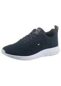 Sneaker Tommy Hilfiger "CORPORATE KNIT RIB RUNNER" Gr. 44, blau (nachtblau) Herren Schuhe mit seitlicher Logoflagge, Freizeitschuh, Halbschuh, Schnürschuh