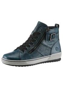 Plateausneaker Remonte Gr. 39, blau (petrol) Damen Schuhe Freizeitschuh, High-Top-Sneaker, Schnürer mit trendiger Zierschnalle