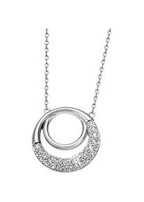 Kette mit Anhänger Firetti "Schmuck Geschenk Silber 925 Halsschmuck Halskette Ankerkette Kreis" Halsketten Gr. Silber 925 (Sterlingsilber), L: 45cm B: 1,2mm, silberfarben (silberfarben, kristallweiß) Damen mit Zirkonia (synth.)