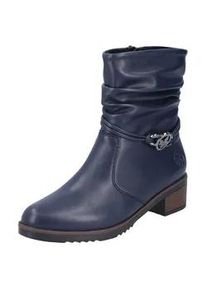 Stiefelette Rieker Gr. 39, blau (navy) Damen Schuhe Boots, Blockabsatz, mit gerafftem Schaft, schmale Form