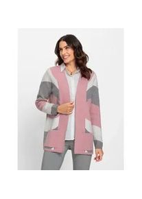 Jacquardstrickjacke Inspirationen Gr. 48, rosa (hortensie, steingrau, gemustert) Damen Strickjacken