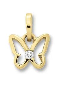 Ketten-Anhänger ONE ELEMENT "Zirkonia Schmetterling Anhänger aus 333 Gelbgold" Schmuckanhänger Gr. Gelbgold 333, goldfarben (gold) Mädchen Damen Gold Schmuck Schmetterling