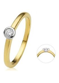 Diamantring ONE ELEMENT "0.1 ct Diamant Brillant Zarge Ring aus 585 Gelbgold" Fingerringe Gr. 56, Gelbgold 585-Weißgold 585-Diamanten, goldfarben (gold) Damen Gold Schmuck Zarge