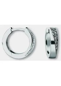 Paar Creolen ONE ELEMENT "Zirkonia Ohrringe aus 925 Silber Ø 15,2 x 3,4 mm" Gr. Damen, mit Zirkonia, Silber 925 (Sterlingsilber), silberfarben (silber) Damen Silber Schmuck