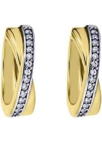 Paar Creolen ONE ELEMENT "Zirkonia Ohrringe aus 333 Gelbgold" Gr. Damen, mit Zirkonia, Gelbgold 333, goldfarben (gold) Damen Gold Schmuck