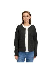 Strickjacke Cartoon "Cartoon Strick-Cardigan mit Taschen" Gr. 40, schwarz (anthrazit melange) Damen Strickjacken Struktur