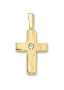 Ketten-Anhänger ONE ELEMENT "Zirkonia Kreuz Anhänger aus 333 Gelbgold" Schmuckanhänger Gr. Gelbgold 333, goldfarben (gold) Damen Gold Schmuck