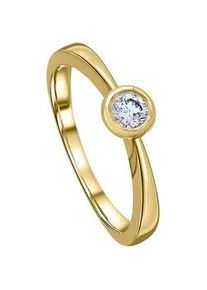 Diamantring ONE ELEMENT "0.1 ct Diamant Brillant Zarge Ring aus 585 Gelbgold" Fingerringe Gr. 60, Gelbgold 585-Diamanten, goldfarben (gold) Damen Gold Schmuck Zarge