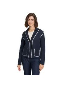 Strickjacke Betty Barclay "Betty Barclay Strick-Cardigan langarm" Gr. 44, blau (dunkelblau) Damen Strickjacken Kragen