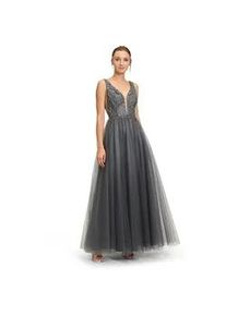 Abendkleid Vera Mont "Vera Mont mit Stickerei" Gr. 44, Normalgrößen, grau (grey/grey) Damen Kleider Glitzernd