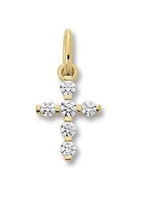 Ketten-Anhänger ONE ELEMENT "Zirkonia Kreuz Anhänger aus 333 Gelbgold" Schmuckanhänger Gr. Gelbgold 333, goldfarben (gold) Damen Gold Schmuck