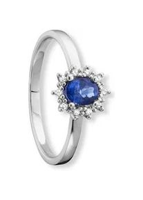 Diamantring ONE ELEMENT "0.05 ct Diamant Brillant Safir Ring aus 585 Weißgold" Fingerringe Gr. 58, mit Diamant, Weißgold 585-Diamanten, silberfarben (silber) Damen Gold Schmuck