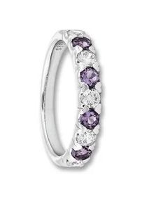 Silberring ONE ELEMENT "Zirkonia & Amethyst Ring aus 925 Silber" Fingerringe Gr. 56, mit Zirkonia, Silber 925 (Sterlingsilber), silberfarben (silber) Damen Silber Schmuck