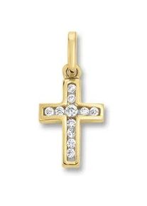 Ketten-Anhänger ONE ELEMENT "Zirkonia Kreuz Anhänger aus 333 Gelbgold" Schmuckanhänger Gr. Gelbgold 333, goldfarben (gold) Damen Gold Schmuck