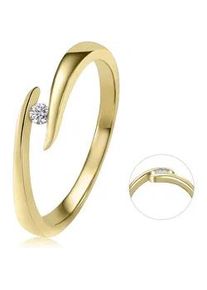 Diamantring ONE ELEMENT "0,05 ct Diamant Brillant Spannfassung Ring aus 585 Gelbgold" Fingerringe Gr. 60, Gelbgold 585-Diamanten, goldfarben (gold) Damen Gold Schmuck Spannfassung