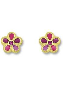 Paar Ohrhänger ONE ELEMENT "Zirkonia Blume Ohrringe Ohrstecker aus 333 Gelbgold" Gr. Kinder, Gelbgold 333, goldfarben (gold) Damen Gold Schmuck Blume