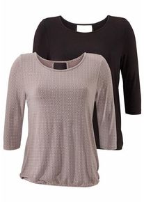 Lascana 3/4-Arm-Shirt 'mit modischem Cut-out' mehrfarbig Gr. 36/38 für Damen. Mit Rundhals. Bequem. Nachhaltig.