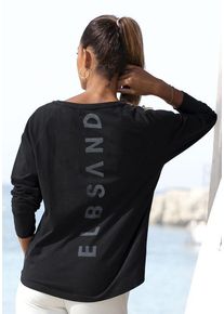 ELBSAND Longsleeve 'Tinna' grau Gr. L (40) für Damen. Rundhals und Logodruck. Figurumspielend. Nachhaltig.