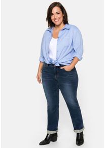 Große Größen Gerade Stretch-Jeans mit Bodyforming-Effekt Gr. 50 blau von sheego für Damen