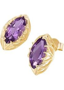 Paar Ohrstecker Firetti "Schmuck Geschenk Gold 375 Ohrschmuck Edelstein Farbstein" Ohrringe Gr. Gelbgold 375, bunt (gelbgoldfarben, lila, lila) Damen mit Amethyst oder Blautopas