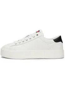 Plateausneaker Tommy Jeans "TJW FOXING FLATFORM SNEAKER" Gr. 42, beige (ecru) Damen Schuhe Freizeitschuh, Halbschuh, Schnürschuh mit Logoschriftzug im Plateau