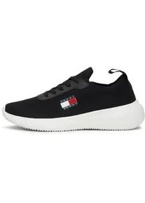 Slip-On Sneaker Tommy Jeans "TJW KNIT RUNNER" Gr. 36, schwarz Damen Schuhe Freizeitschuh, Halbschuh, Schlupfschuh mit seitlicher Logoflagge