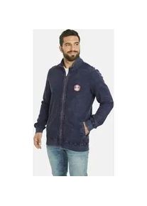 Sweatjacke Jan Vanderstorm "Sweatjacke DIETBERT" Gr. 5XL, blau (dunkelblau) Herren Sweatjacken mit aufgestelltem Kragen